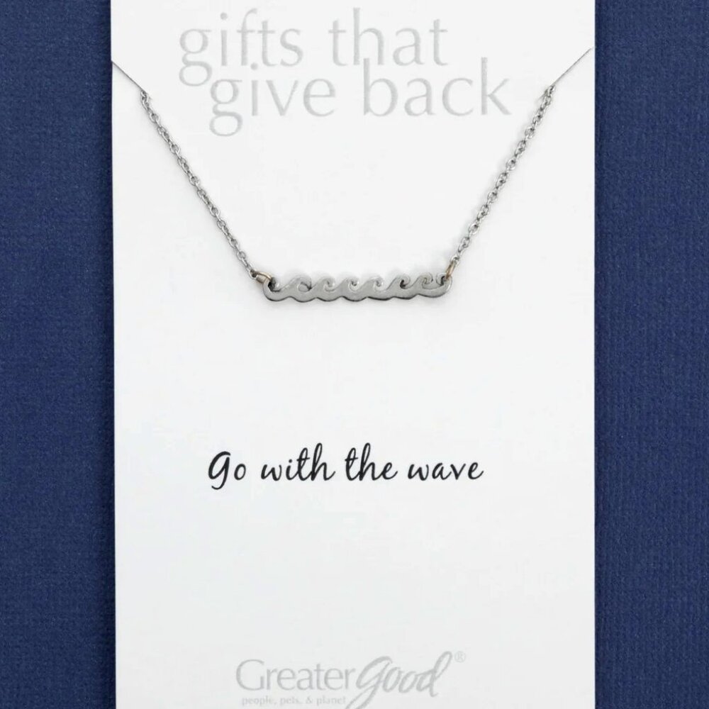 FOR THE LOVE OF THE OCEAN Waves Pewter Necklace NEW
